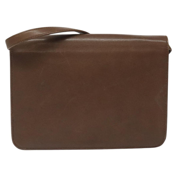 SAINT LAURENT Shoulder Bag Leather Brown Gold Auth BA1594