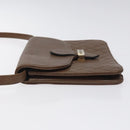 SAINT LAURENT Shoulder Bag Leather Brown Gold Auth BA1594-4