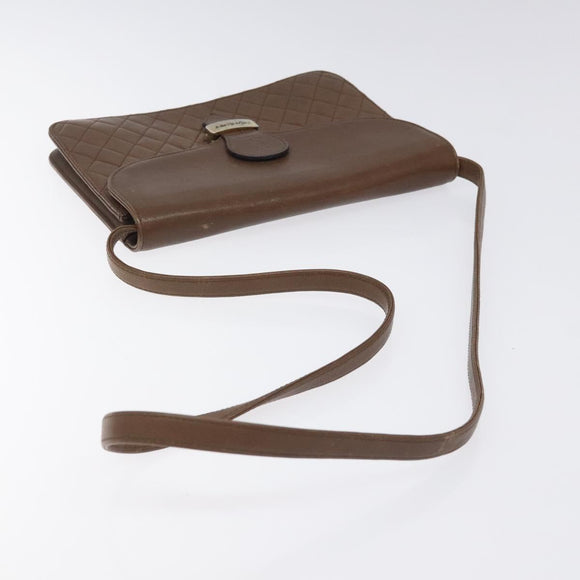 SAINT LAURENT Shoulder Bag Leather Brown Gold Auth BA1594