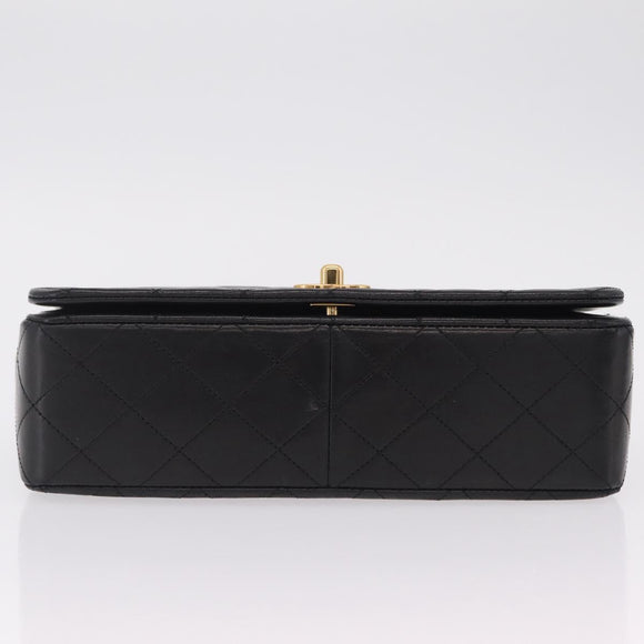 CHANEL Matelasse Chain Shoulder Bag Lamb Skin Black Gold CC Auth BA15942M