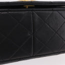 CHANEL Matelasse Chain Shoulder Bag Lamb Skin Black Gold CC Auth BA15942M-6
