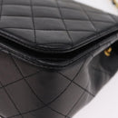 CHANEL Matelasse Chain Shoulder Bag Lamb Skin Black Gold CC Auth BA15942M-16