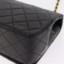 CHANEL Matelasse Chain Shoulder Bag Lamb Skin Black Gold CC Auth BA15942M-18
