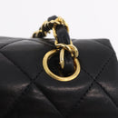 CHANEL Matelasse Chain Shoulder Bag Lamb Skin Black Gold CC Auth BA15942M-21