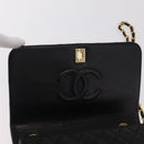 CHANEL Matelasse Chain Shoulder Bag Lamb Skin Black Gold CC Auth BA15942M-23