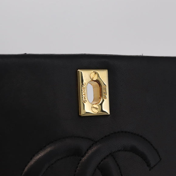 CHANEL Matelasse Chain Shoulder Bag Lamb Skin Black Gold CC Auth BA15942M