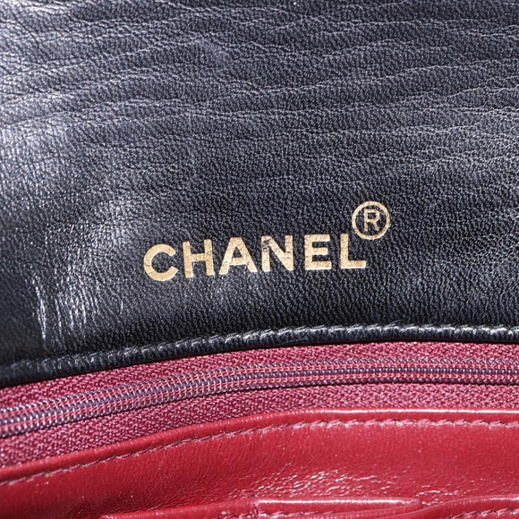 CHANEL Matelasse Chain Shoulder Bag Lamb Skin Black Gold CC Auth BA15942M