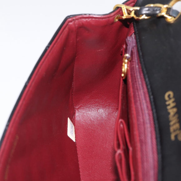 CHANEL Matelasse Chain Shoulder Bag Lamb Skin Black Gold CC Auth BA15942M