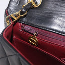 CHANEL Matelasse Chain Shoulder Bag Lamb Skin Black Gold CC Auth BA15942M-29