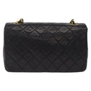 CHANEL Matelasse Chain Shoulder Bag Lamb Skin Black Gold CC Auth BA15942M-2