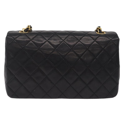 CHANEL Matelasse Chain Shoulder Bag Lamb Skin Black Gold CC Auth BA15942M - 0
