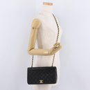 CHANEL Matelasse Chain Shoulder Bag Lamb Skin Black Gold CC Auth BA15942M-32
