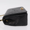 CHANEL Matelasse Chain Shoulder Bag Lamb Skin Black Gold CC Auth BA15942M-4