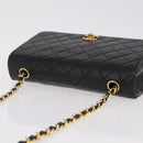 CHANEL Matelasse Chain Shoulder Bag Lamb Skin Black Gold CC Auth BA15942M-7