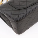 CHANEL Matelasse 25 Chain Shoulder Bag Lamb Skin Black Gold CC Auth BA15943SAM-13