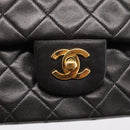 CHANEL Matelasse 25 Chain Shoulder Bag Lamb Skin Black Gold CC Auth BA15943SAM-14
