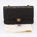 CHANEL Matelasse 25 Chain Shoulder Bag Lamb Skin Black Gold CC Auth BA15943SAM-28