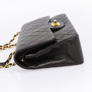 CHANEL Matelasse 25 Chain Shoulder Bag Lamb Skin Black Gold CC Auth BA15943SAM-4