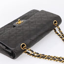 CHANEL Matelasse 25 Chain Shoulder Bag Lamb Skin Black Gold CC Auth BA15943SAM-6