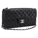 CHANEL Matelasse Chain Shoulder Bag Lamb Skin Black Silver CC Auth BA15944M-1
