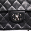 CHANEL Matelasse Chain Shoulder Bag Lamb Skin Black Silver CC Auth BA15944M-10