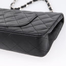 CHANEL Matelasse Chain Shoulder Bag Lamb Skin Black Silver CC Auth BA15944M-11