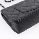 CHANEL Matelasse Chain Shoulder Bag Lamb Skin Black Silver CC Auth BA15944M-12