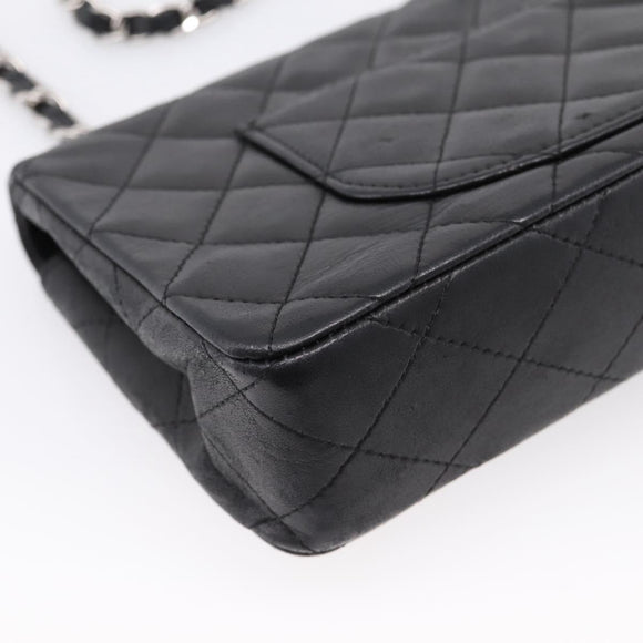 CHANEL Matelasse Chain Shoulder Bag Lamb Skin Black Silver CC Auth BA15944M
