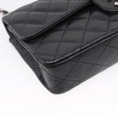 CHANEL Matelasse Chain Shoulder Bag Lamb Skin Black Silver CC Auth BA15944M-14
