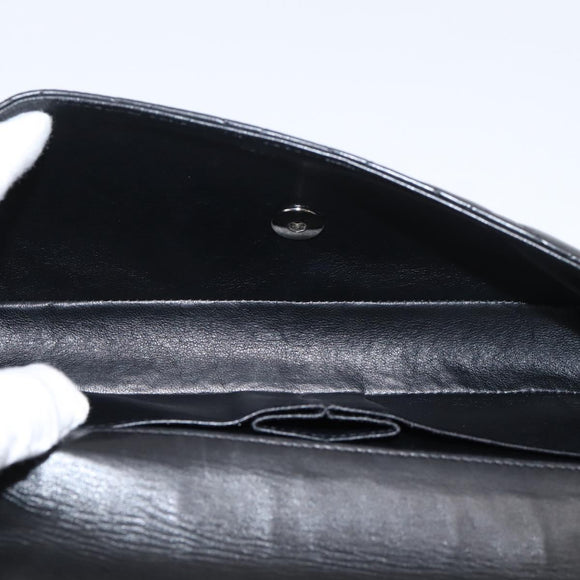 CHANEL Matelasse Chain Shoulder Bag Lamb Skin Black Silver CC Auth BA15944M