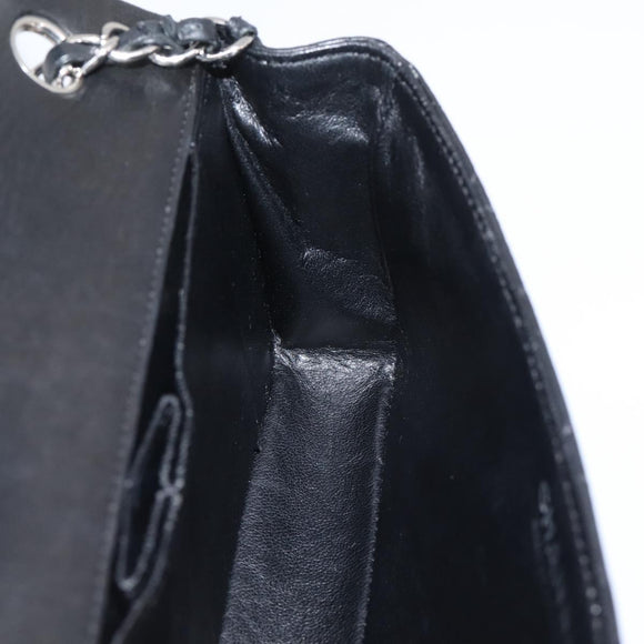 CHANEL Matelasse Chain Shoulder Bag Lamb Skin Black Silver CC Auth BA15944M