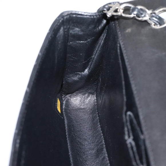 CHANEL Matelasse Chain Shoulder Bag Lamb Skin Black Silver CC Auth BA15944M
