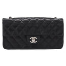CHANEL Matelasse Chain Shoulder Bag Lamb Skin Black Silver CC Auth BA15944M-2