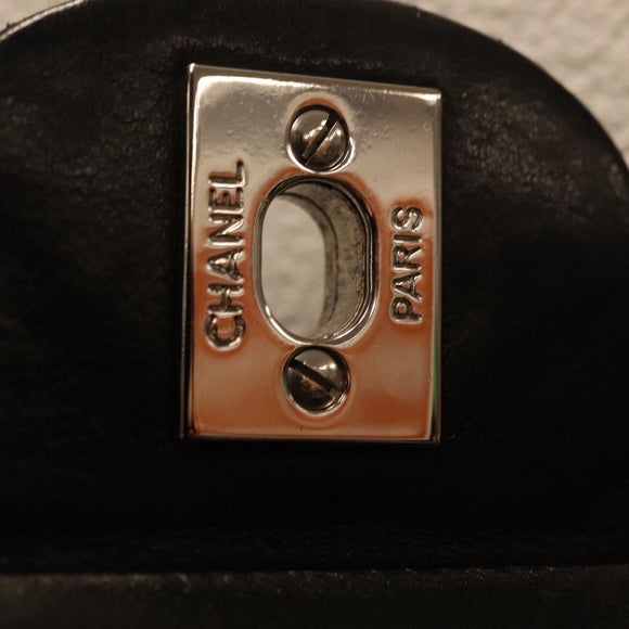 CHANEL Matelasse Chain Shoulder Bag Lamb Skin Black Silver CC Auth BA15944M