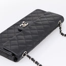 CHANEL Matelasse Chain Shoulder Bag Lamb Skin Black Silver CC Auth BA15944M-6