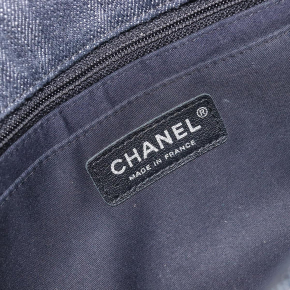 CHANEL Chain Limited Edition Patchwork Bag Denim Blue Silver CC Auth BA15945SM
