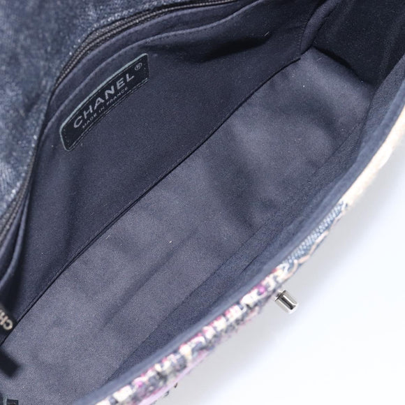 CHANEL Chain Limited Edition Patchwork Bag Denim Blue Silver CC Auth BA15945SM