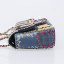 CHANEL Chain Limited Edition Patchwork Bag Denim Blue Silver CC Auth BA15945SM-5