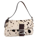 FENDI Mamma Baguette Shoulder Bag Fur Ivory Silver Auth BA15946SAM-1