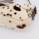 FENDI Mamma Baguette Shoulder Bag Fur Ivory Silver Auth BA15946SAM-14