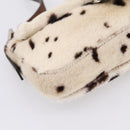 FENDI Mamma Baguette Shoulder Bag Fur Ivory Silver Auth BA15946SAM-15