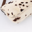 FENDI Mamma Baguette Shoulder Bag Fur Ivory Silver Auth BA15946SAM-17
