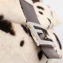 FENDI Mamma Baguette Shoulder Bag Fur Ivory Silver Auth BA15946SAM-20