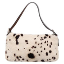 FENDI Mamma Baguette Shoulder Bag Fur Ivory Silver Auth BA15946SAM-2