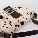 FENDI Mamma Baguette Shoulder Bag Fur Ivory Silver Auth BA15946SAM-6