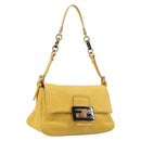 FENDI Mamma Baguette Shoulder Bag Leather Yellow Gold Auth BA15948V-1