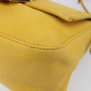 FENDI Mamma Baguette Shoulder Bag Leather Yellow Gold Auth BA15948V-15