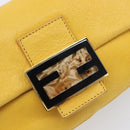 FENDI Mamma Baguette Shoulder Bag Leather Yellow Gold Auth BA15948V-20