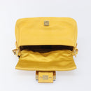 FENDI Mamma Baguette Shoulder Bag Leather Yellow Gold Auth BA15948V-21