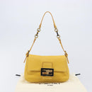 FENDI Mamma Baguette Shoulder Bag Leather Yellow Gold Auth BA15948V-12